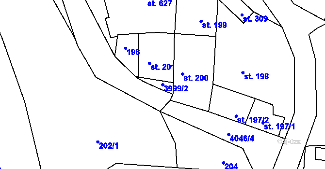 Parcela st. 3999/2 v KÚ Boleradice, Katastrální mapa