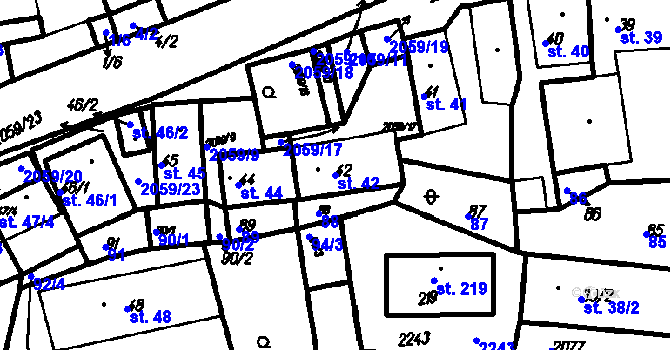 Parcela st. 42 v KÚ Bolešiny, Katastrální mapa