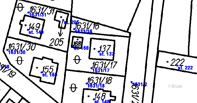 Parcela st. 137 v KÚ Bolešiny, Katastrální mapa