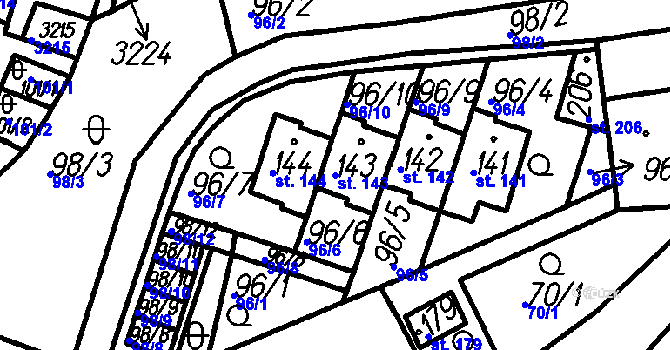 Parcela st. 143 v KÚ Bolešiny, Katastrální mapa