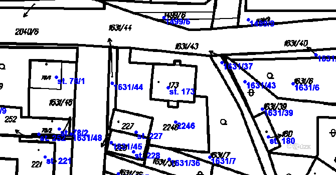 Parcela st. 173 v KÚ Bolešiny, Katastrální mapa