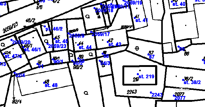 Parcela st. 88 v KÚ Bolešiny, Katastrální mapa