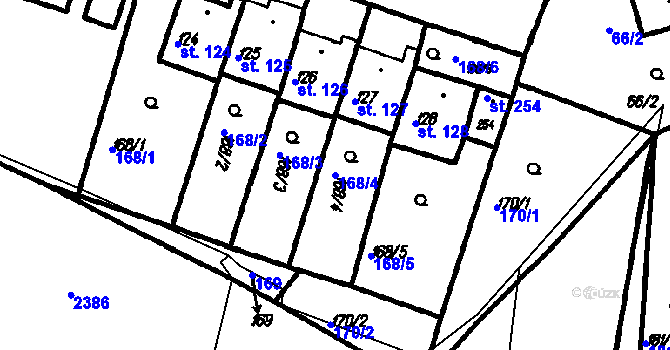 Parcela st. 168/4 v KÚ Bolešiny, Katastrální mapa
