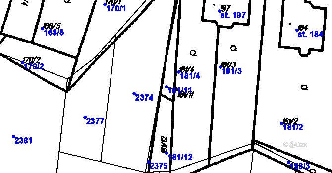 Parcela st. 181/11 v KÚ Bolešiny, Katastrální mapa