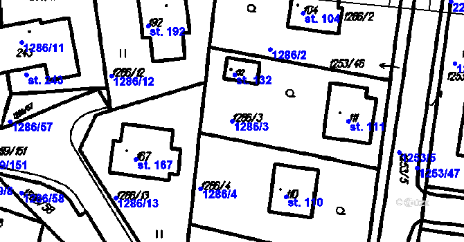 Parcela st. 1286/3 v KÚ Bolešiny, Katastrální mapa