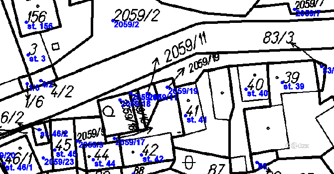 Parcela st. 2059/19 v KÚ Bolešiny, Katastrální mapa