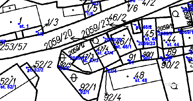 Parcela st. 47/4 v KÚ Bolešiny, Katastrální mapa