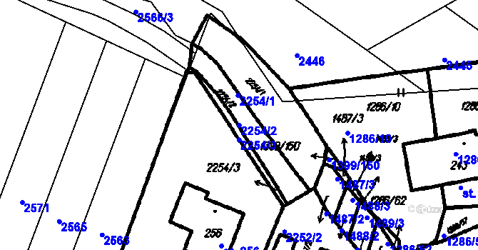 Parcela st. 2254/2 v KÚ Bolešiny, Katastrální mapa