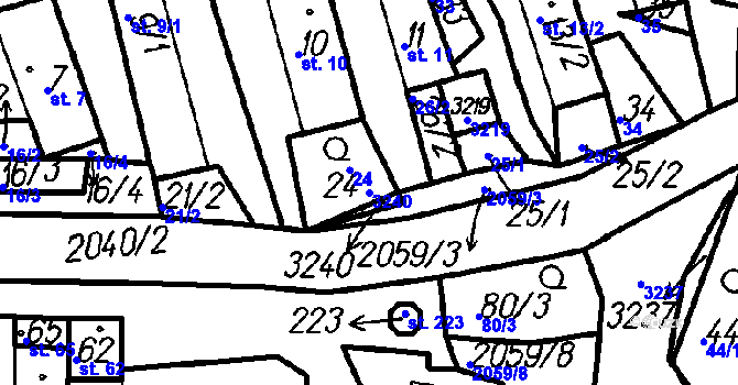 Parcela st. 3240 v KÚ Bolešiny, Katastrální mapa