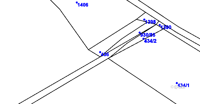 Parcela st. 436 v KÚ Ostřetice, Katastrální mapa