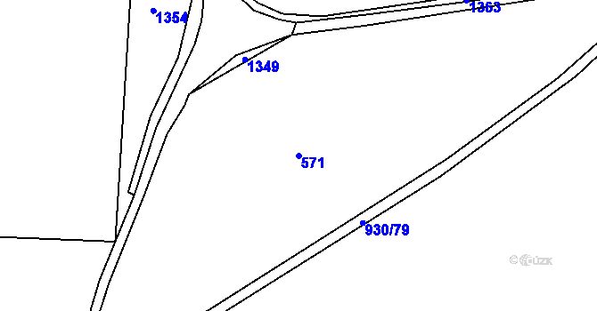 Parcela st. 571 v KÚ Ostřetice, Katastrální mapa