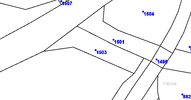 Parcela st. 1503 v KÚ Ostřetice, Katastrální mapa