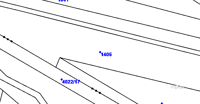 Parcela st. 1405 v KÚ Ostřetice, Katastrální mapa