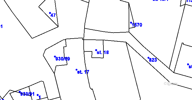 Parcela st. 18 v KÚ Ostřetice, Katastrální mapa