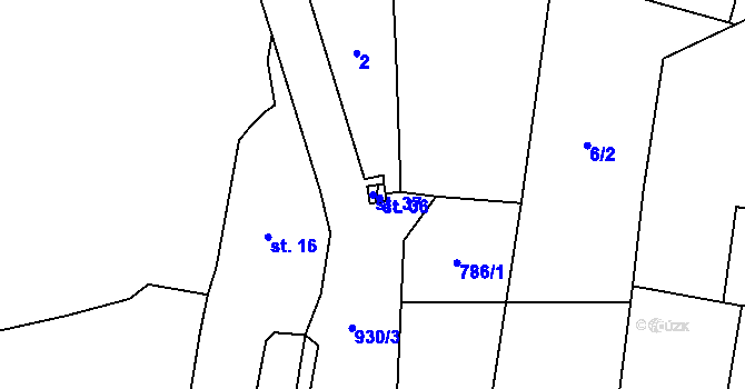 Parcela st. 37 v KÚ Ostřetice, Katastrální mapa