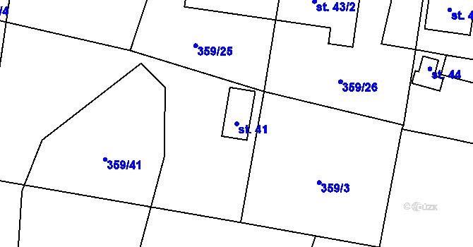 Parcela st. 41 v KÚ Ostřetice, Katastrální mapa