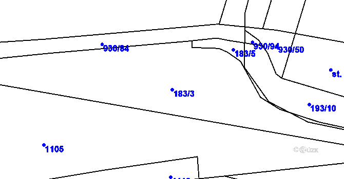 Parcela st. 183/3 v KÚ Ostřetice, Katastrální mapa
