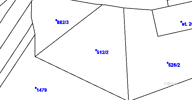Parcela st. 512/2 v KÚ Ostřetice, Katastrální mapa