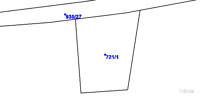 Parcela st. 721/1 v KÚ Ostřetice, Katastrální mapa