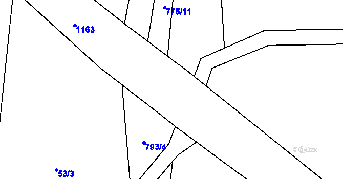 Parcela st. 789/7 v KÚ Ostřetice, Katastrální mapa