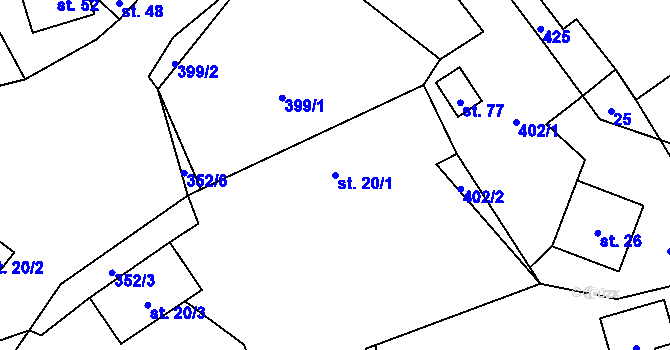 Parcela st. 20/1 v KÚ Slavošovice u Klatov, Katastrální mapa