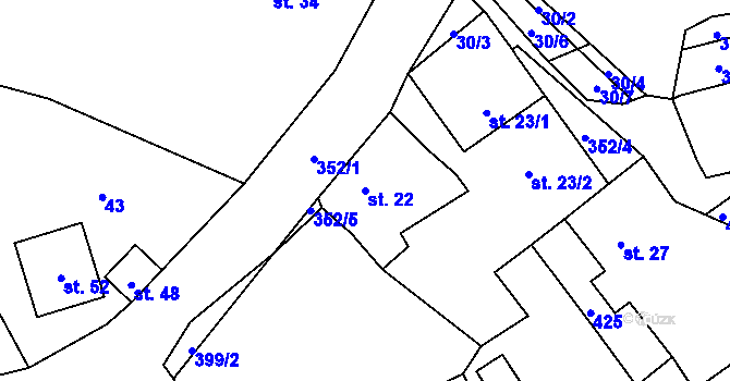 Parcela st. 22 v KÚ Slavošovice u Klatov, Katastrální mapa