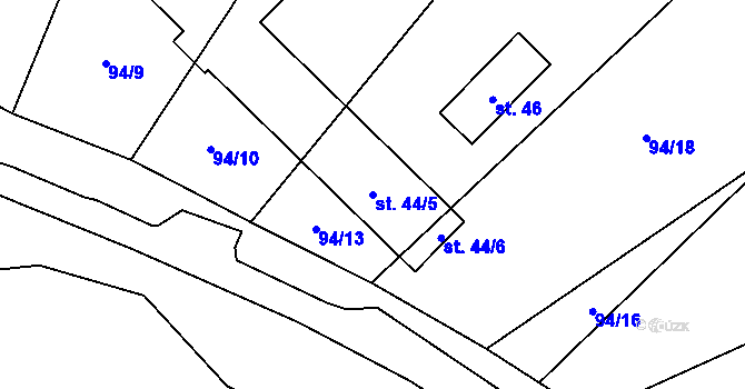 Parcela st. 44/5 v KÚ Slavošovice u Klatov, Katastrální mapa