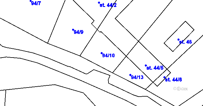 Parcela st. 94/10 v KÚ Slavošovice u Klatov, Katastrální mapa