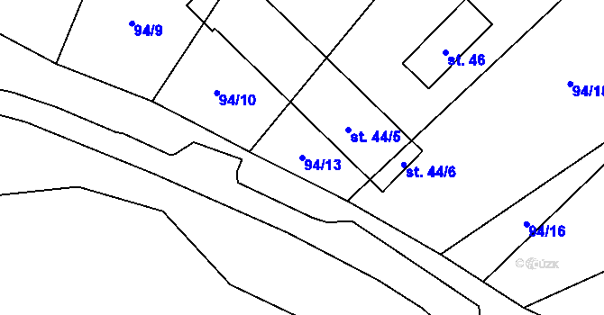 Parcela st. 94/13 v KÚ Slavošovice u Klatov, Katastrální mapa