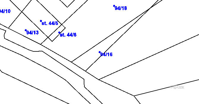 Parcela st. 94/16 v KÚ Slavošovice u Klatov, Katastrální mapa