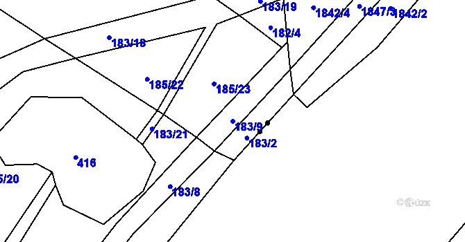 Parcela st. 183/9 v KÚ Slavošovice u Klatov, Katastrální mapa