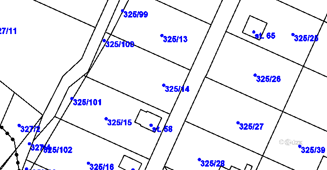 Parcela st. 325/14 v KÚ Slavošovice u Klatov, Katastrální mapa