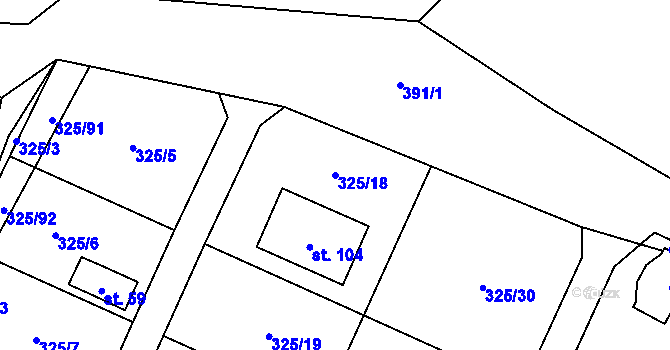 Parcela st. 325/18 v KÚ Slavošovice u Klatov, Katastrální mapa
