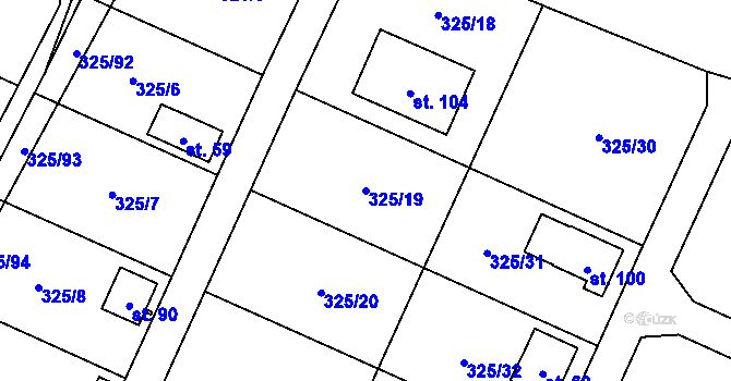 Parcela st. 325/19 v KÚ Slavošovice u Klatov, Katastrální mapa