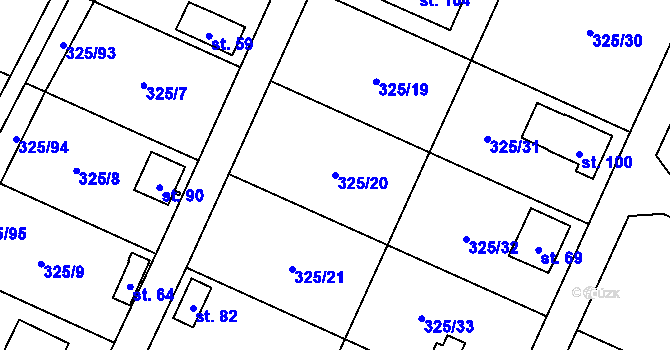 Parcela st. 325/20 v KÚ Slavošovice u Klatov, Katastrální mapa