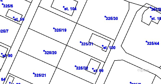 Parcela st. 325/31 v KÚ Slavošovice u Klatov, Katastrální mapa