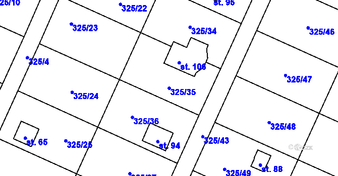 Parcela st. 325/35 v KÚ Slavošovice u Klatov, Katastrální mapa