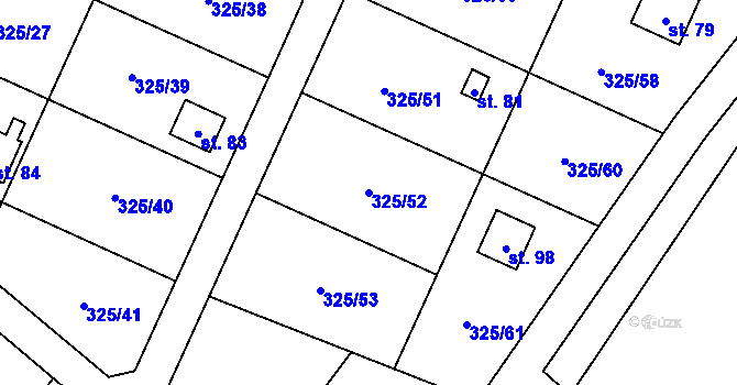 Parcela st. 325/52 v KÚ Slavošovice u Klatov, Katastrální mapa