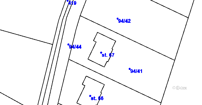 Parcela st. 67 v KÚ Slavošovice u Klatov, Katastrální mapa
