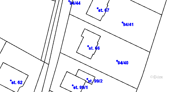 Parcela st. 66 v KÚ Slavošovice u Klatov, Katastrální mapa