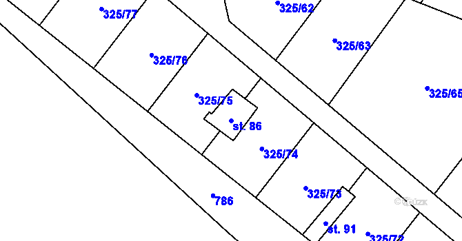 Parcela st. 86 v KÚ Slavošovice u Klatov, Katastrální mapa