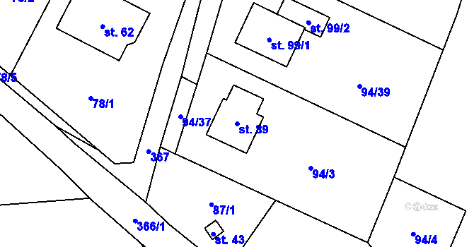 Parcela st. 89 v KÚ Slavošovice u Klatov, Katastrální mapa