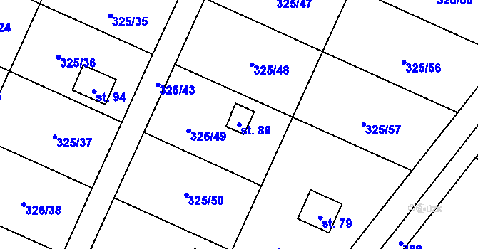 Parcela st. 88 v KÚ Slavošovice u Klatov, Katastrální mapa