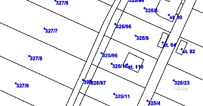 Parcela st. 325/96 v KÚ Slavošovice u Klatov, Katastrální mapa