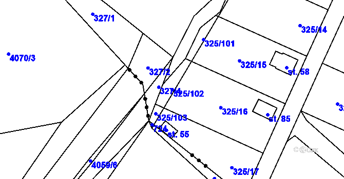 Parcela st. 325/102 v KÚ Slavošovice u Klatov, Katastrální mapa