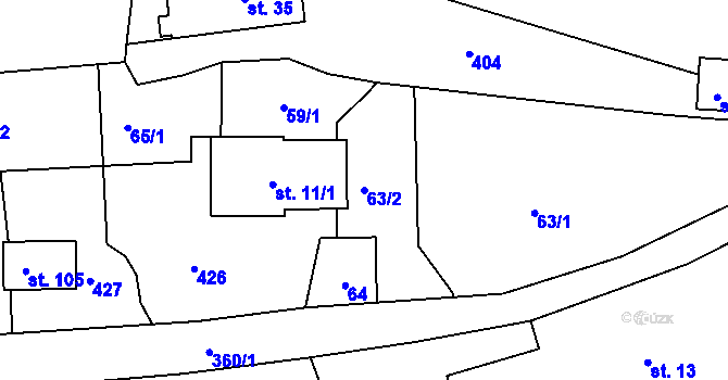 Parcela st. 63/2 v KÚ Slavošovice u Klatov, Katastrální mapa