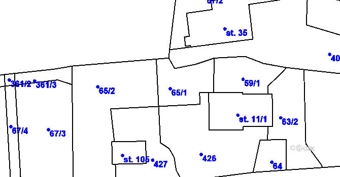 Parcela st. 65/1 v KÚ Slavošovice u Klatov, Katastrální mapa