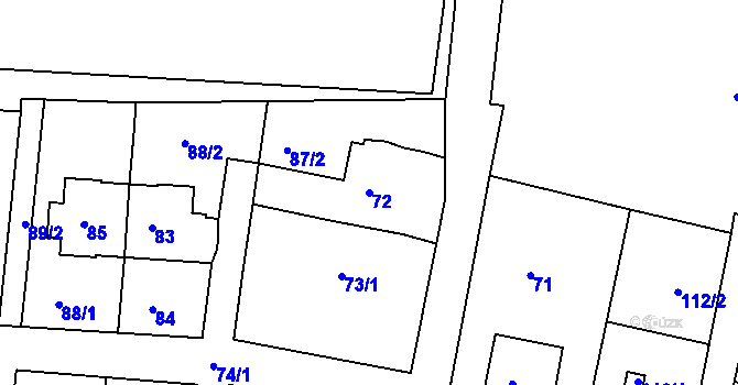 Parcela st. 72 v KÚ Boletice nad Labem, Katastrální mapa