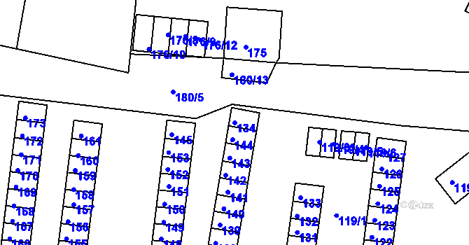 Parcela st. 134 v KÚ Boletice nad Labem, Katastrální mapa