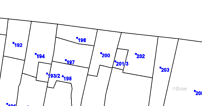 Parcela st. 200 v KÚ Boletice nad Labem, Katastrální mapa